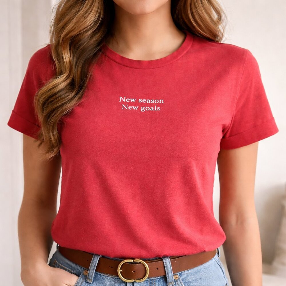 Zara New Season New Goals Short Sleeve Orange T-Shirt Top Size L